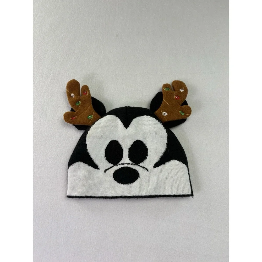 Disney Mickey Mouse Light Up Reindeer Antler Christmas Knit Hat‎